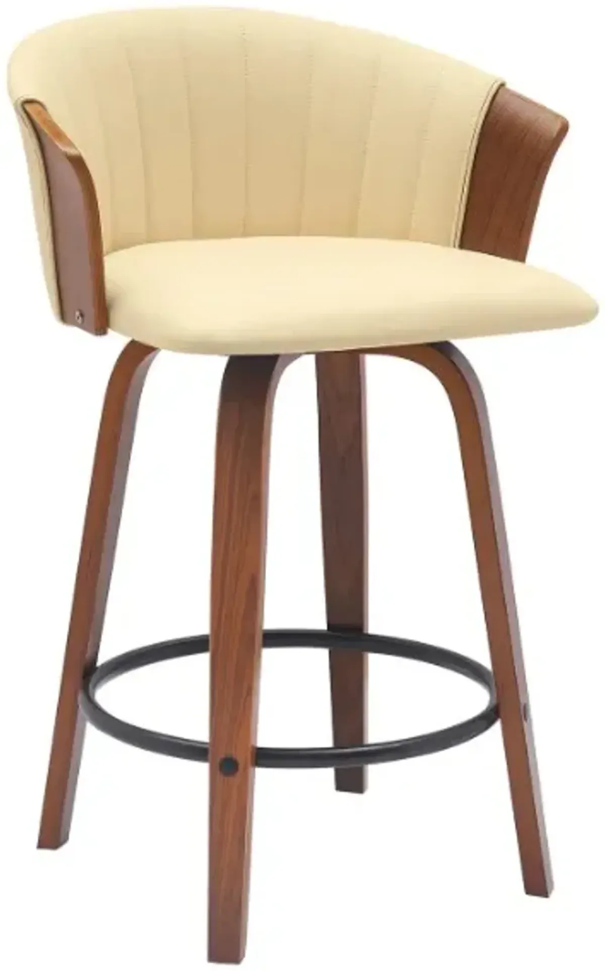 Armen Living Diana Cream/Walnut Swivel Counter Stool