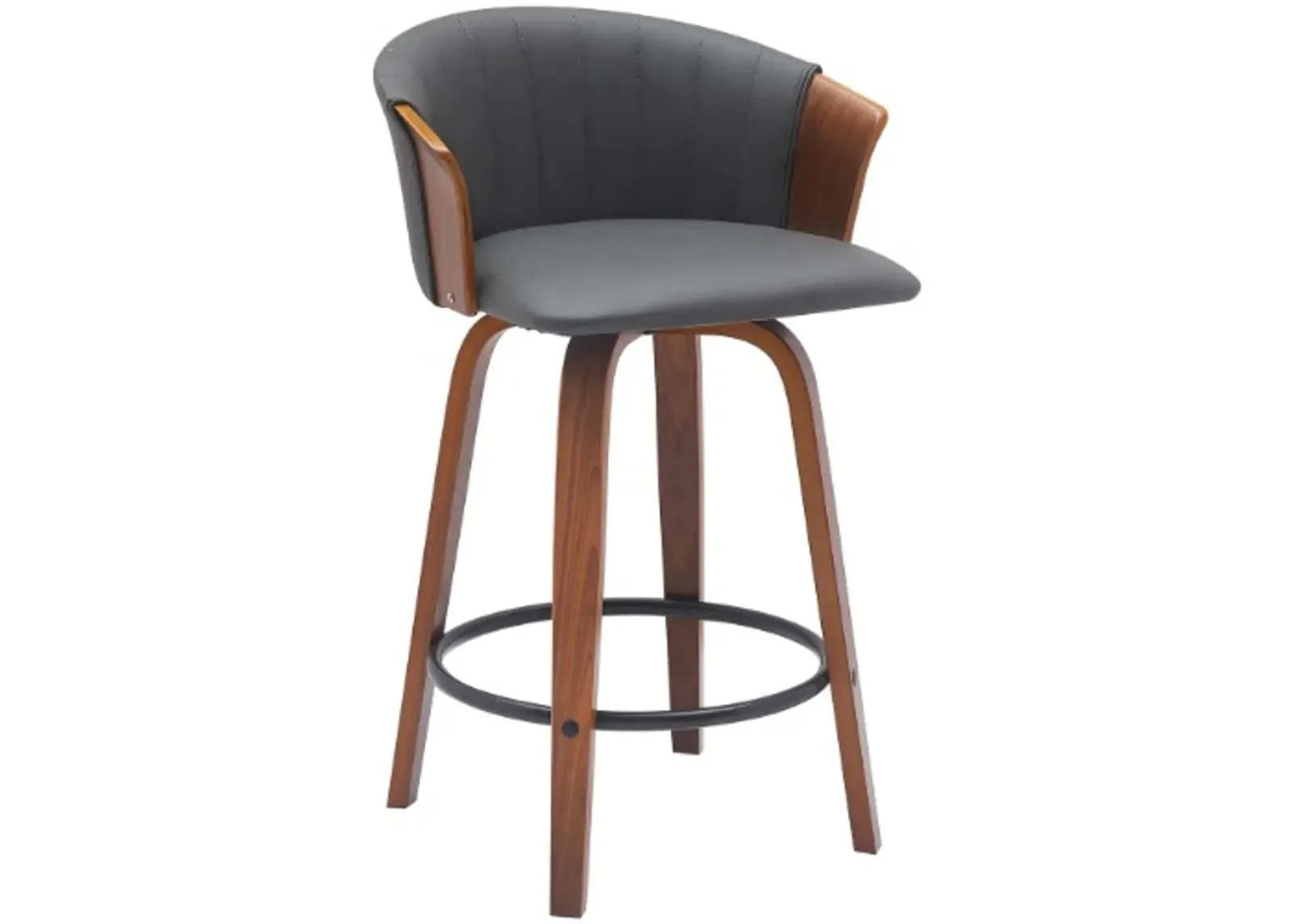 Armen Living Diana Gray/Walnut Swivel Counter Stool