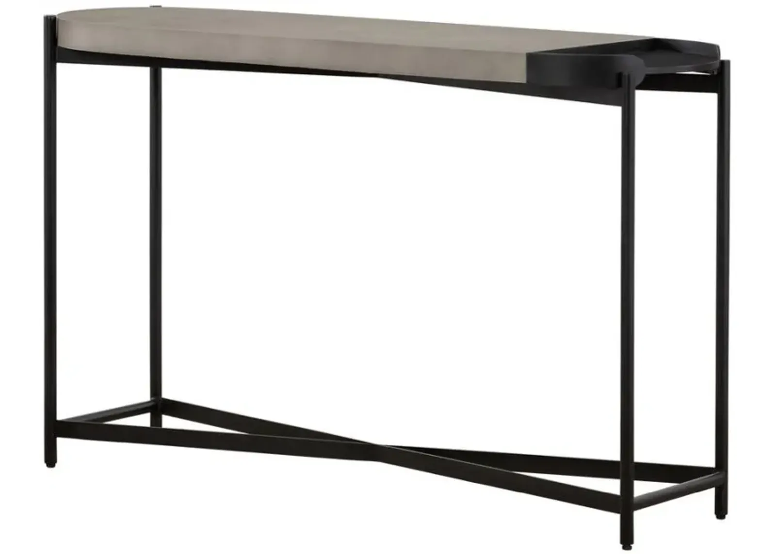 Armen Living Dua Gray Console Table with Black Metal Frame 