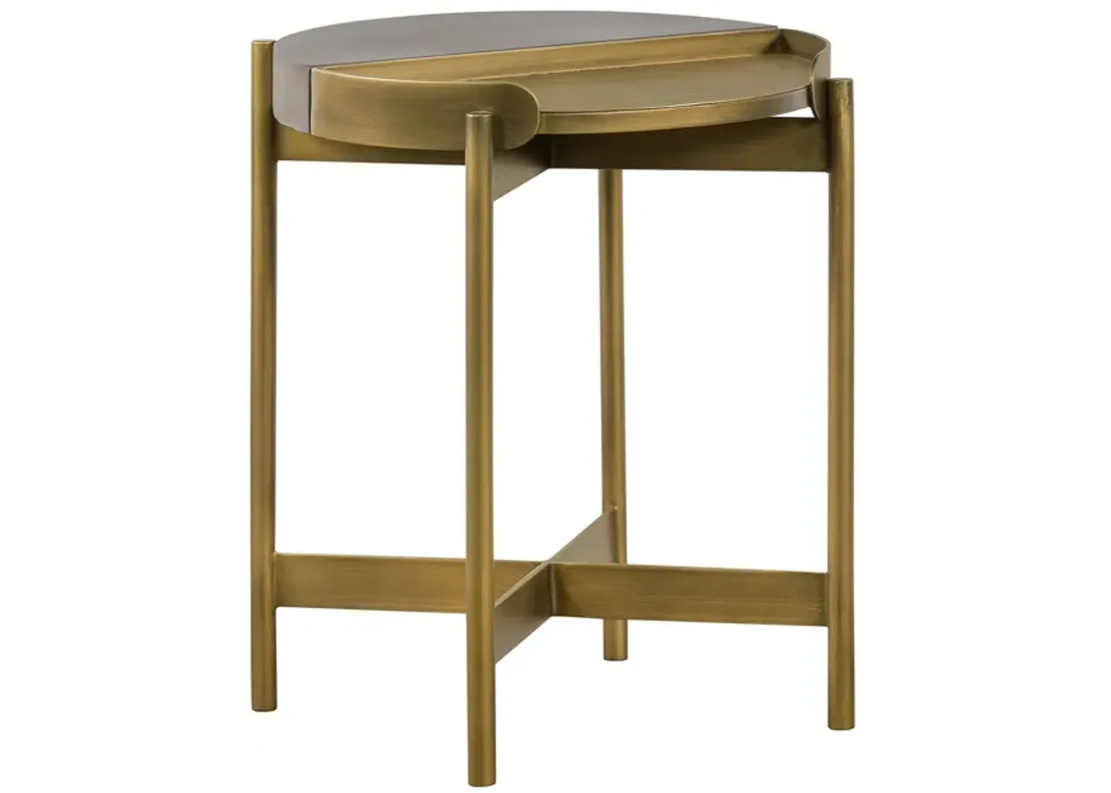 Armen Living Dua  Antique Brass End Table