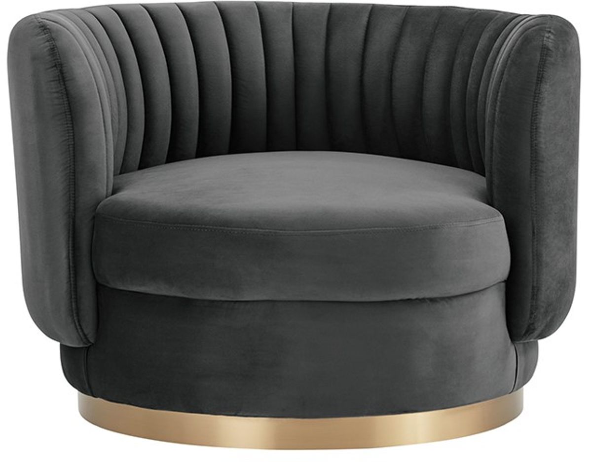 Armen Living Davy Dark Gray Swivel Accent Chair