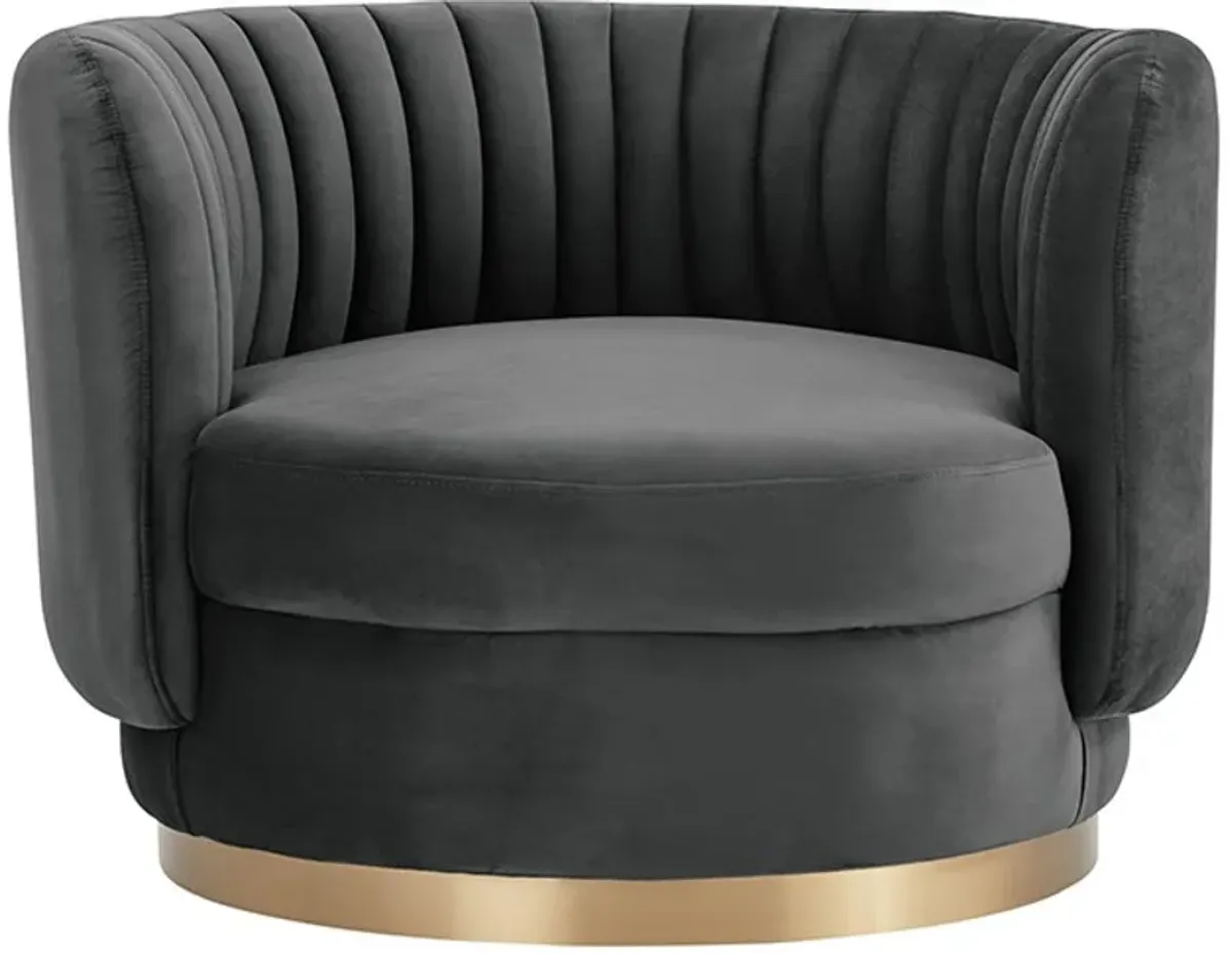 Armen Living Davy Dark Gray Swivel Accent Chair