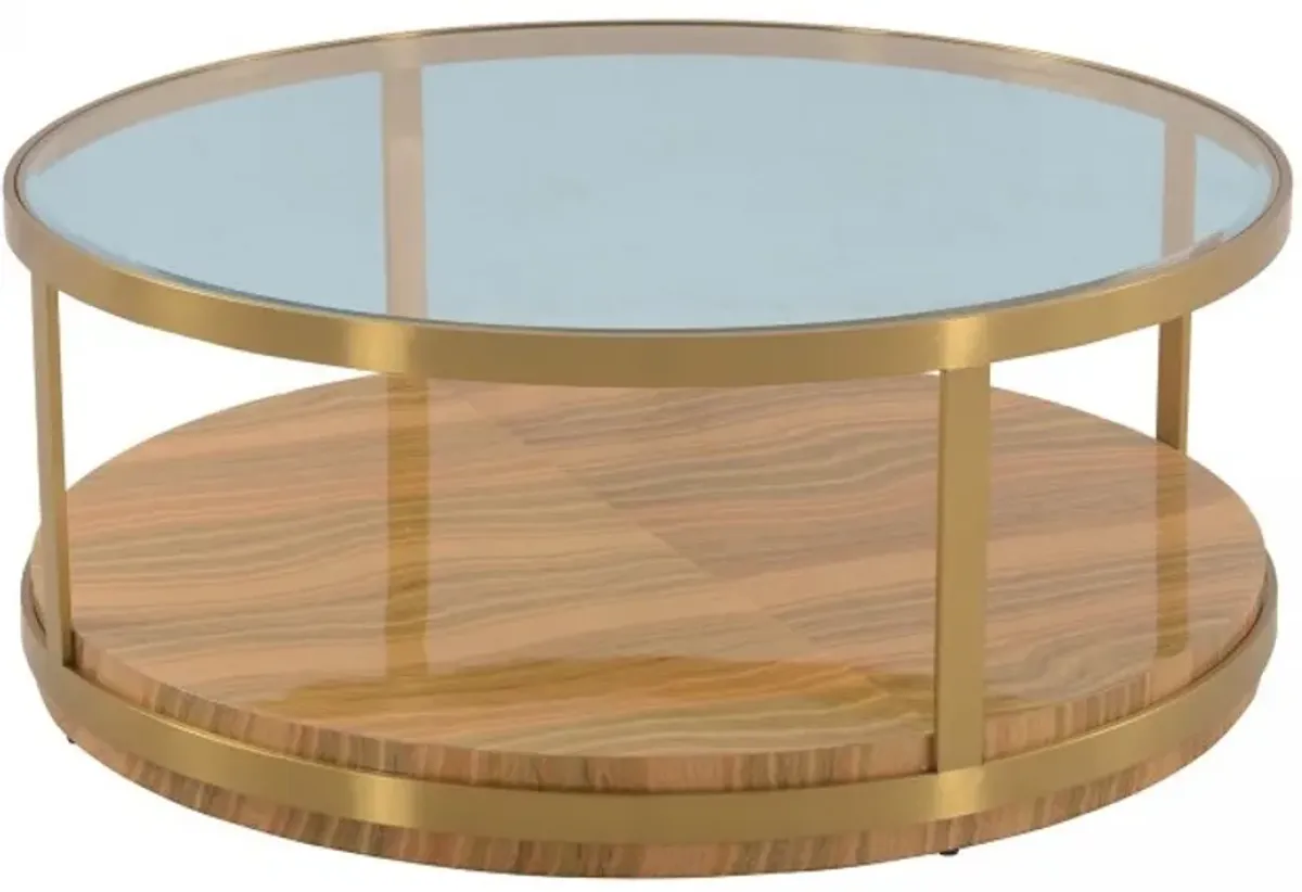 Armen Living Hattie Gold/Light Brown Coffee Table