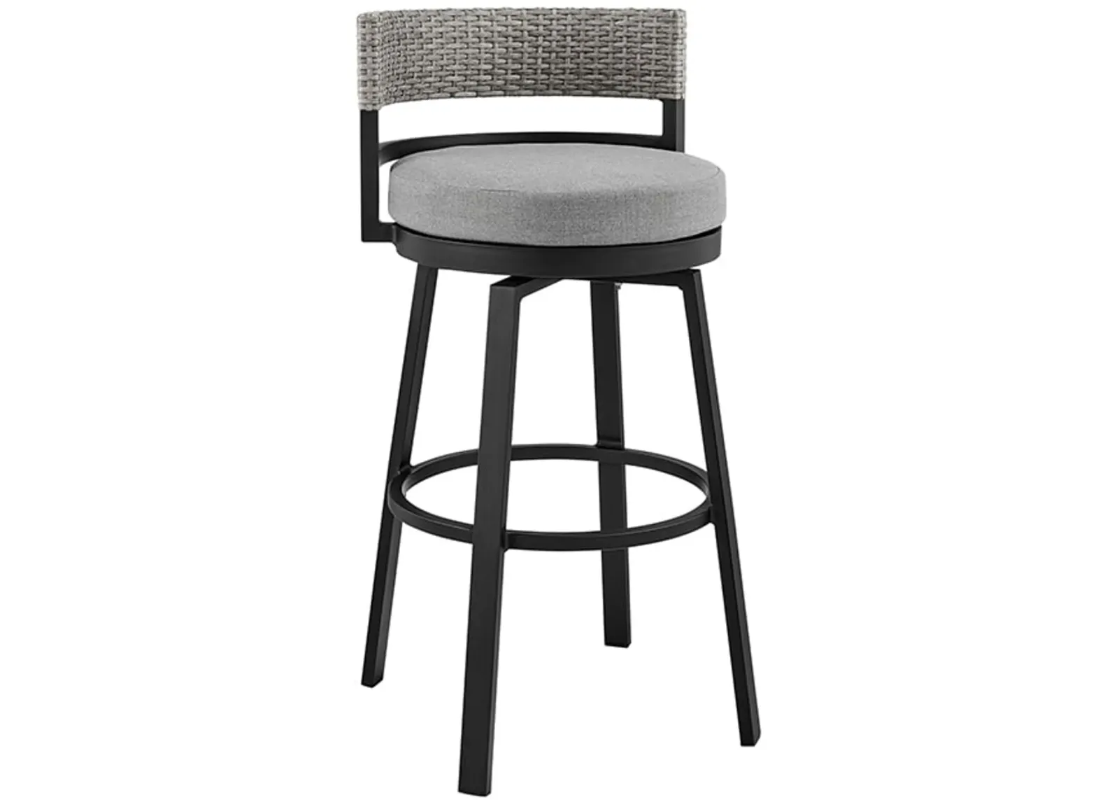 Armen Living Encinitas Grey Outdoor Patio Swivel Bar Stool