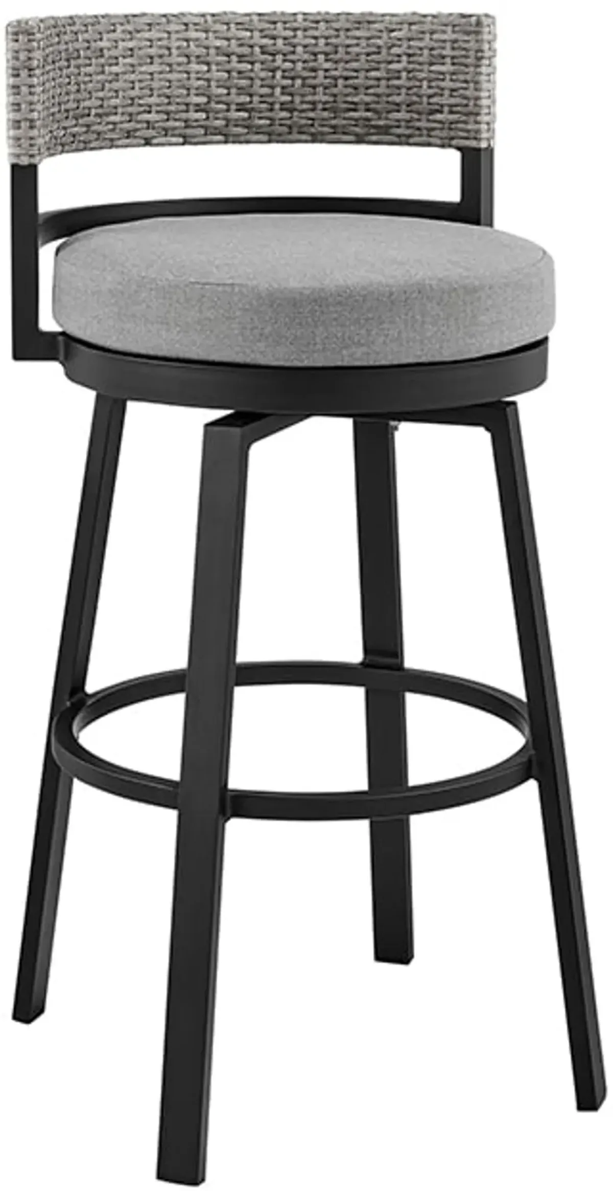 Armen Living Encinitas Grey Outdoor Patio Swivel Bar Stool