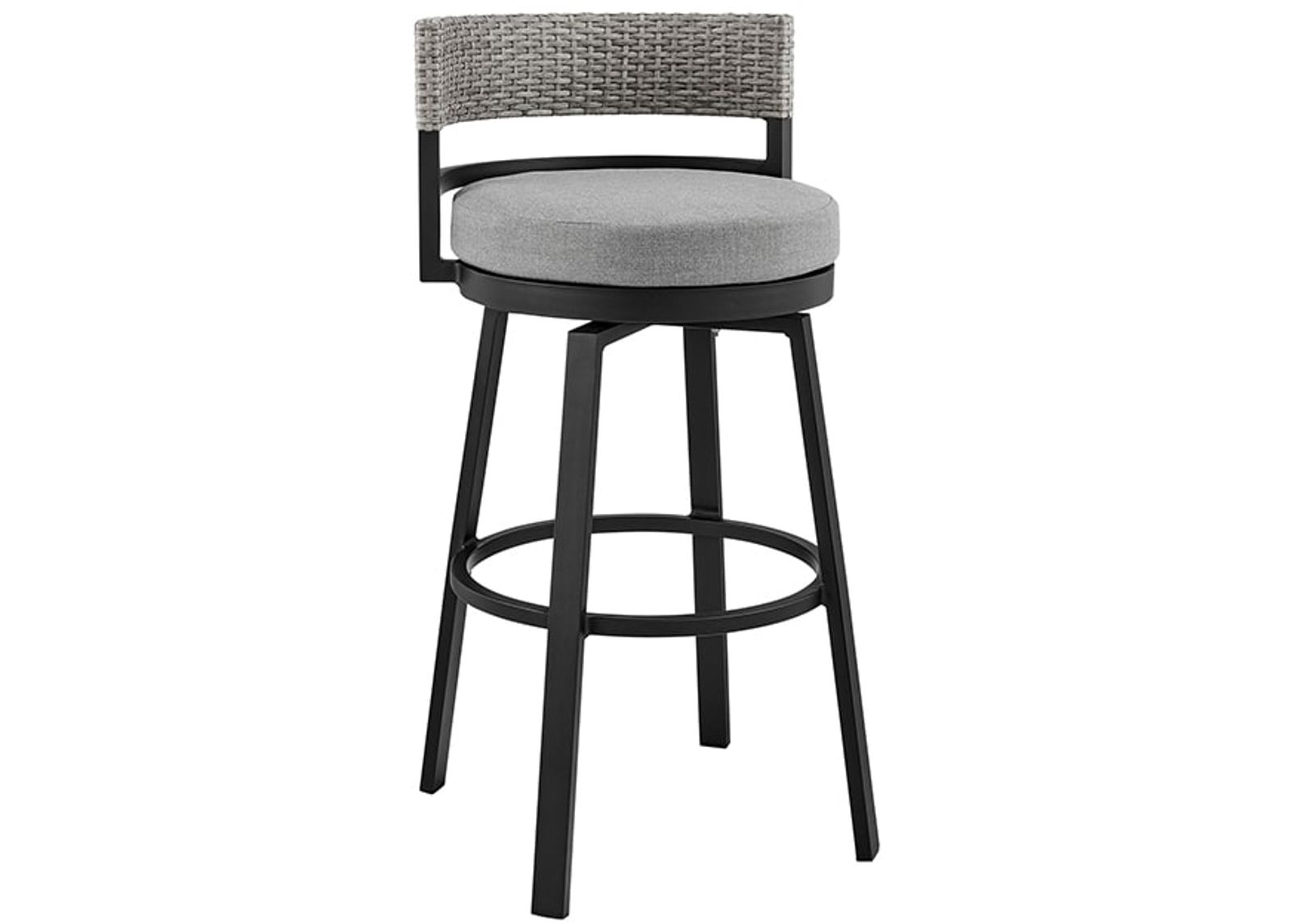 Armen Living Encinitas Grey Outdoor Patio Swivel Bar Stool