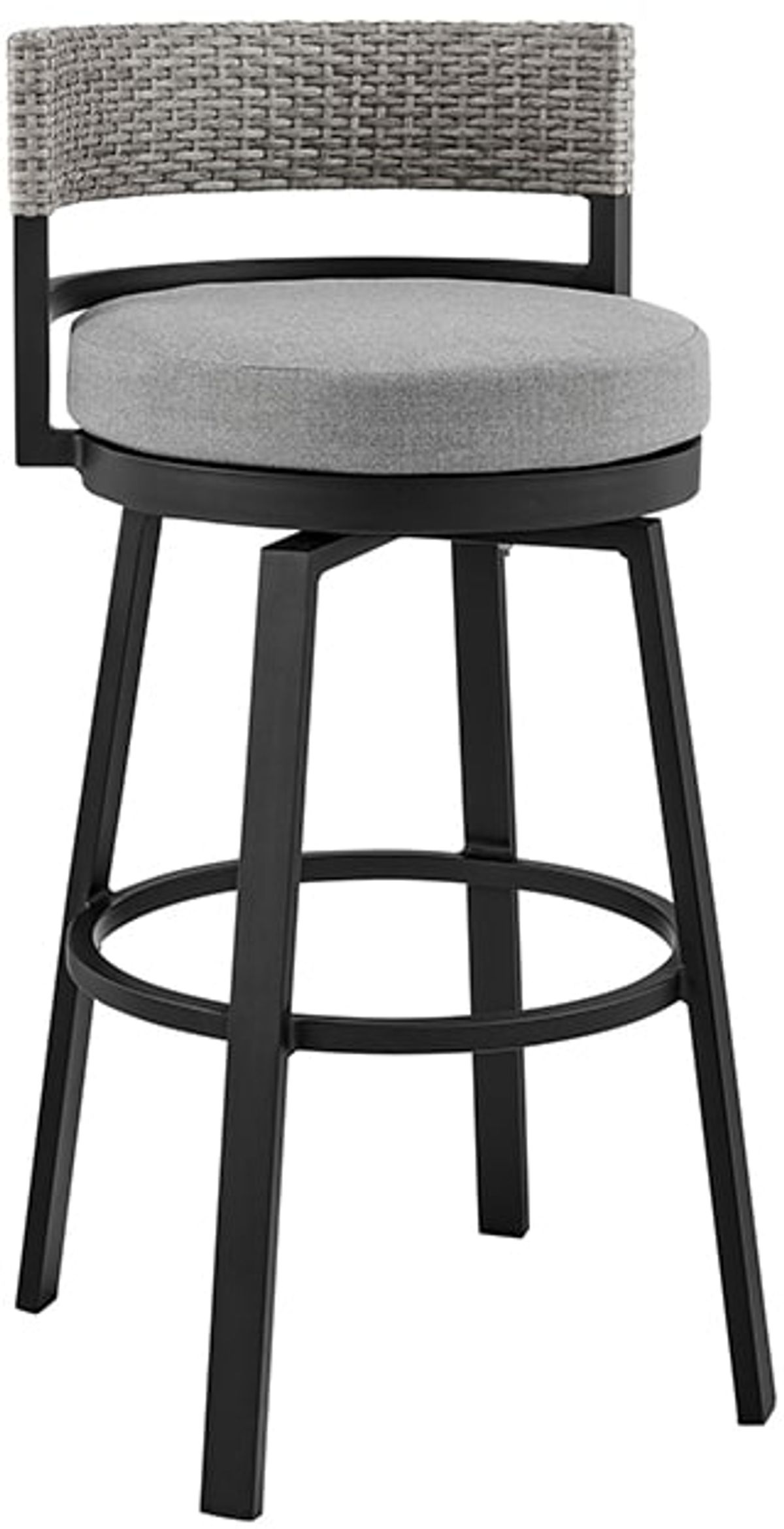 Armen Living Encinitas Grey Outdoor Patio Swivel Bar Stool