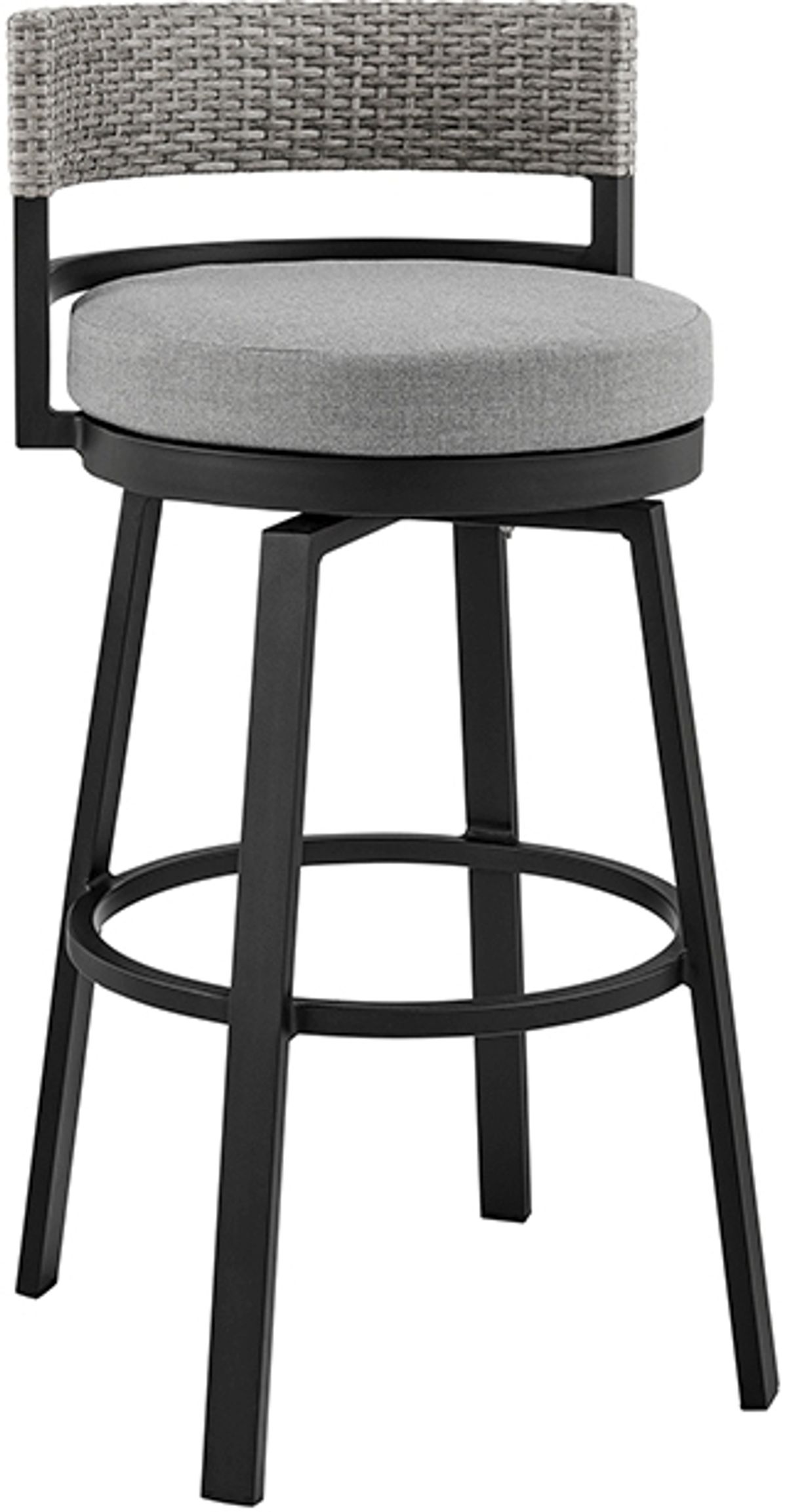 Armen Living Encinitas Grey Outdoor Patio Swivel Bar Stool