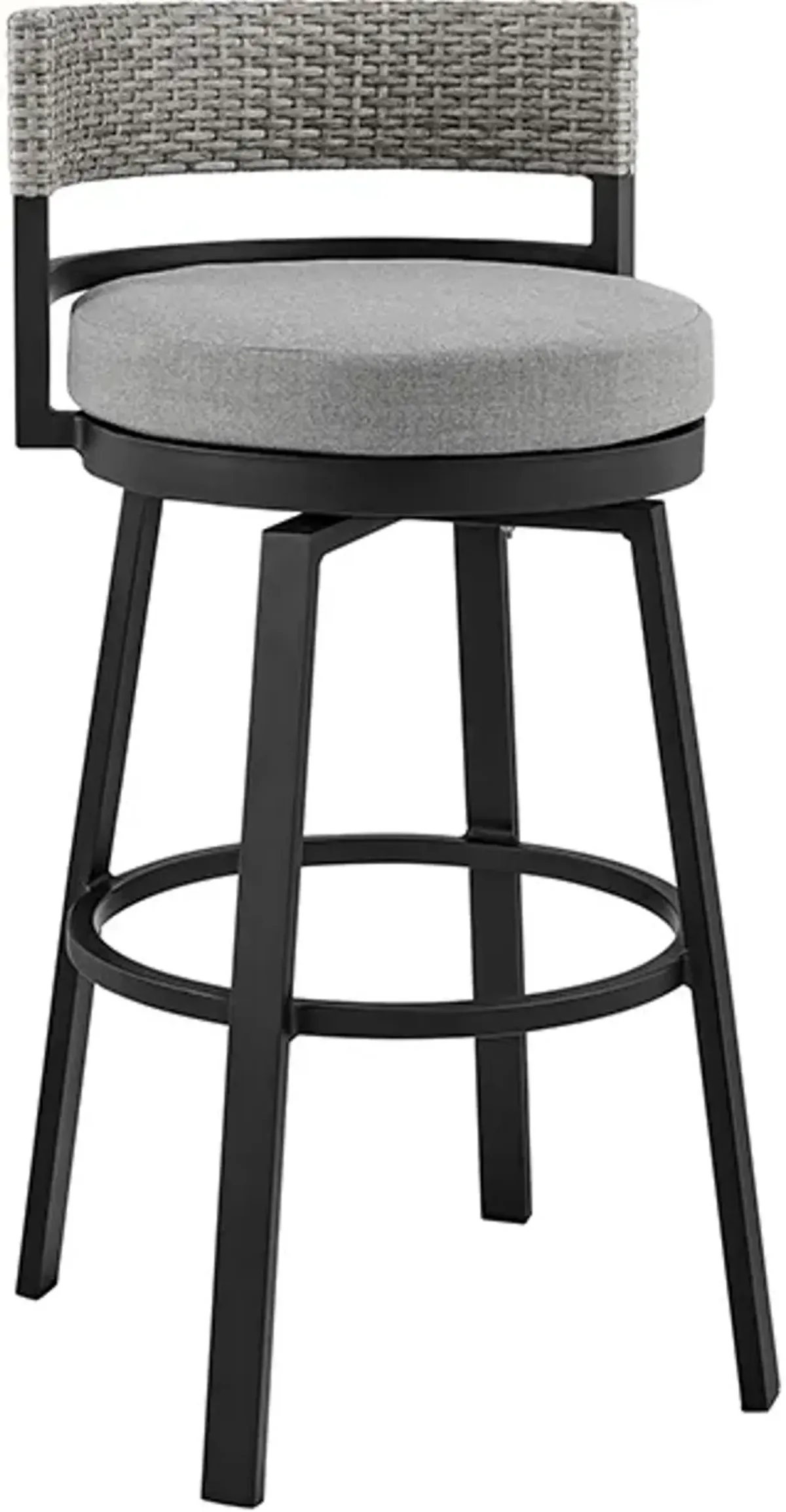 Armen Living Encinitas Grey Outdoor Patio Swivel Bar Stool