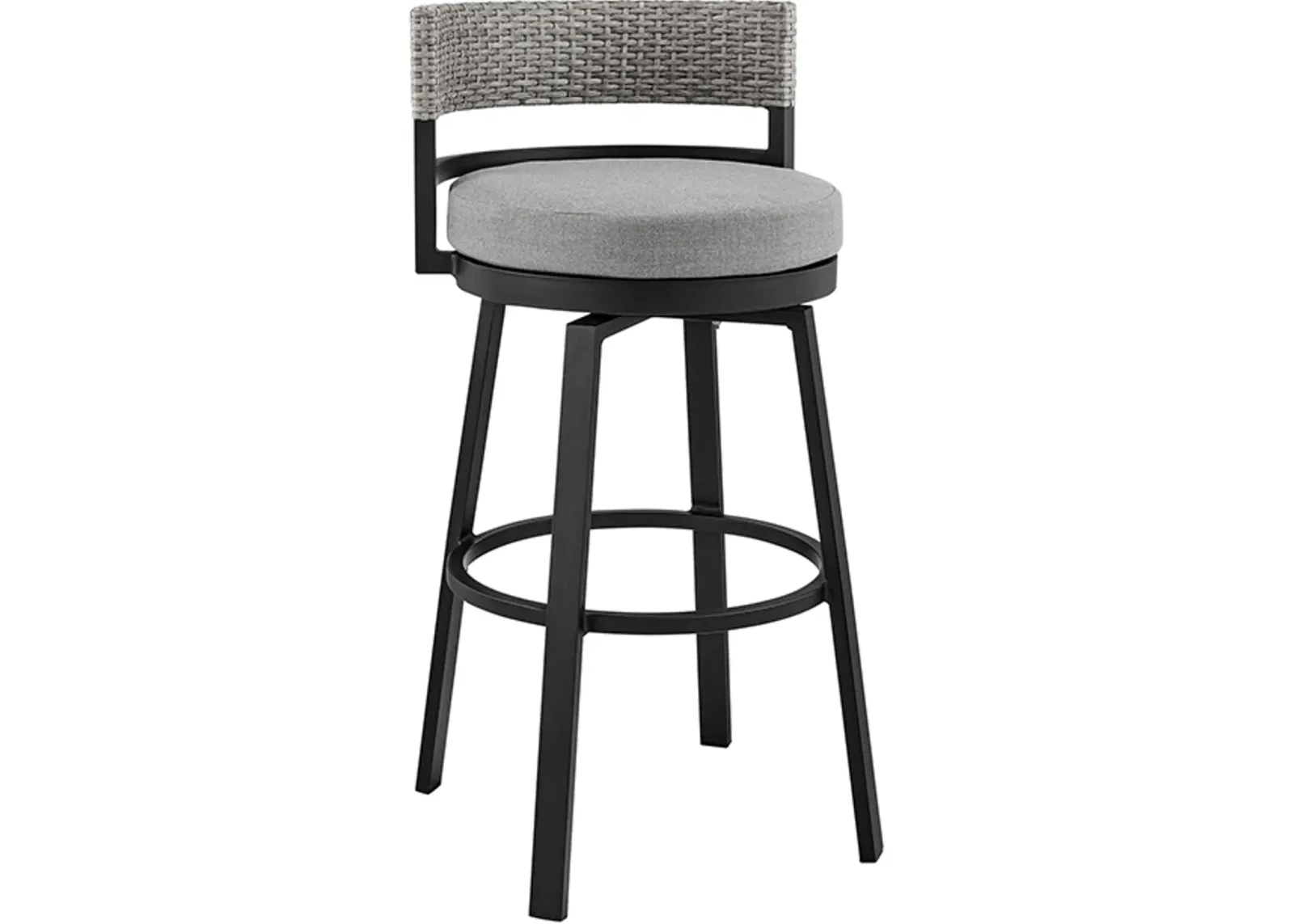 Armen Living Encinitas Grey Outdoor Patio Swivel Bar Stool