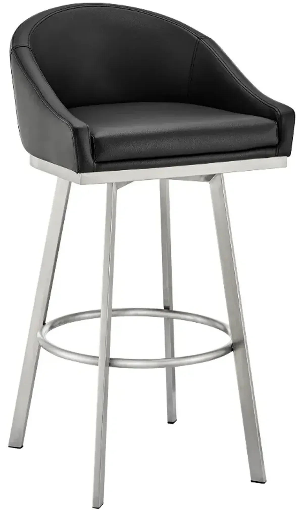 Armen Living Eleanor Black/Brushed Stainless Steel 30'' Barstool