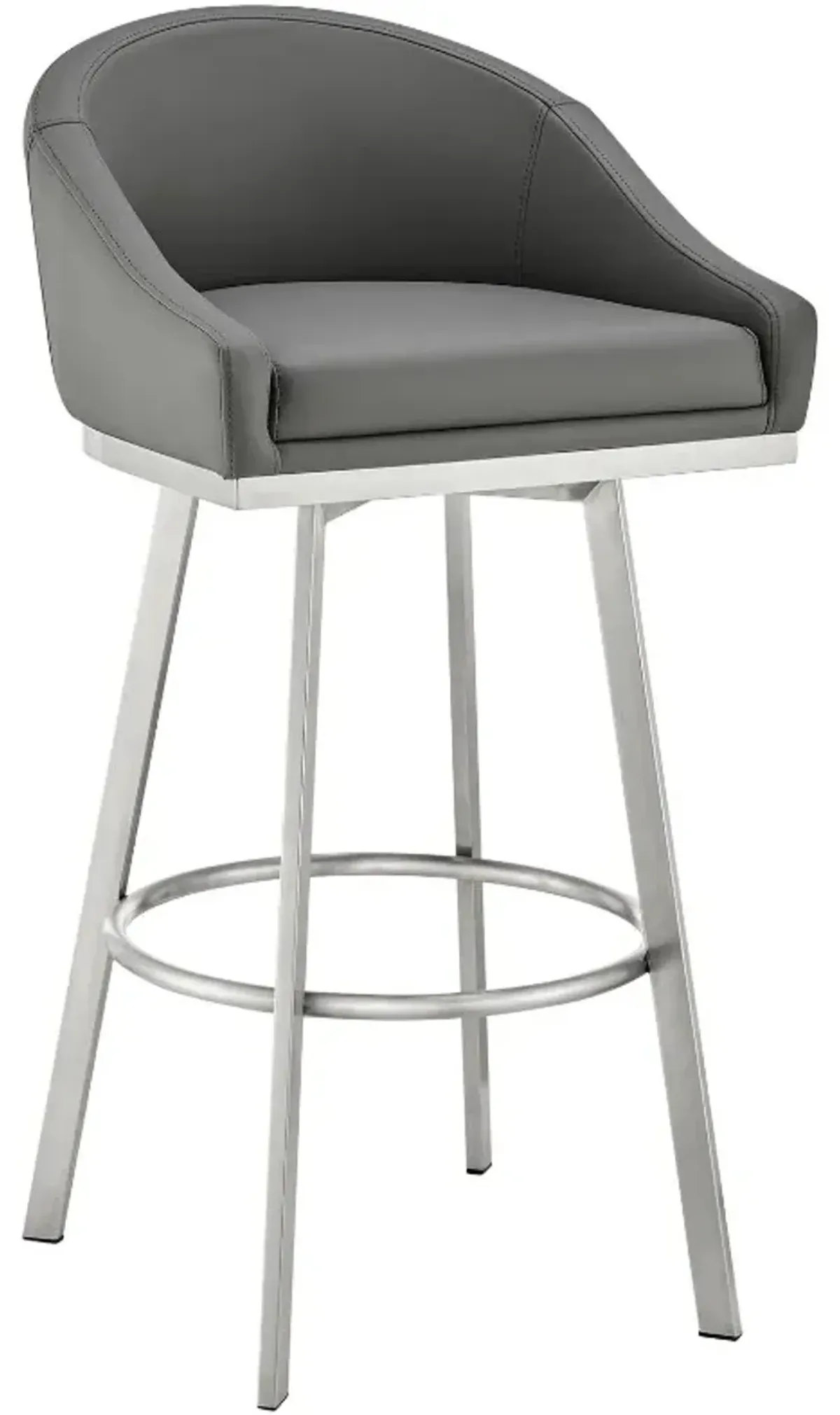 Armen Living Eleanor Brushed Stainless Steel/Grey 26'' Counter Stool