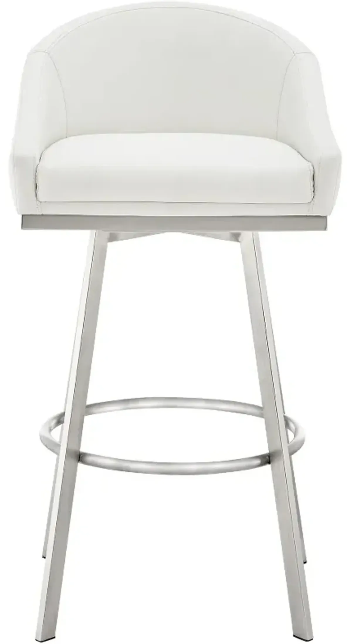 Armen Living Eleanor Brushed Stainless Steel/White 26'' Counter Stool
