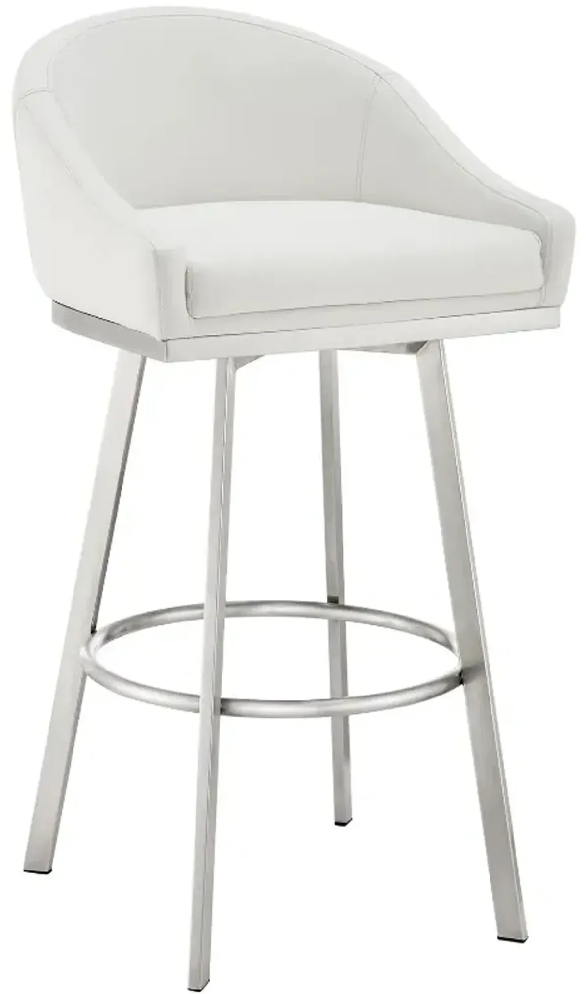 Armen Living Eleanor Brushed Stainless Steel/White 26'' Counter Stool