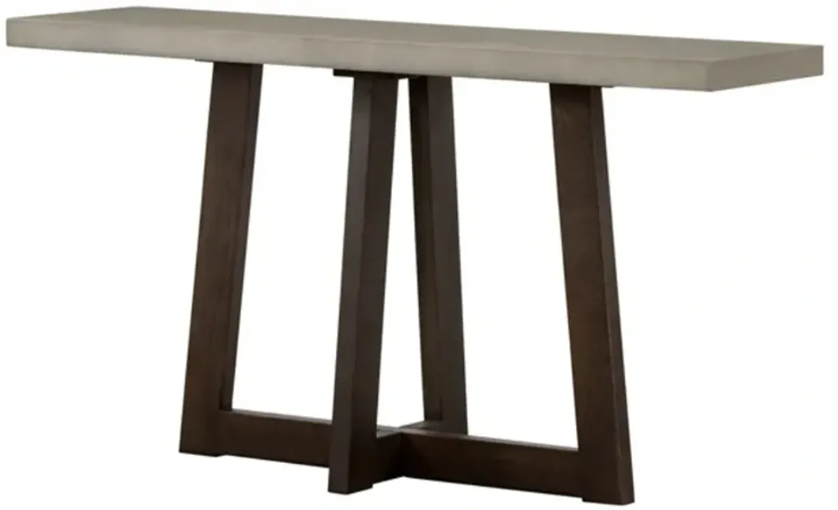 Armen Living Elodie Gray Rectangular Console Table with Dark Brown Base 