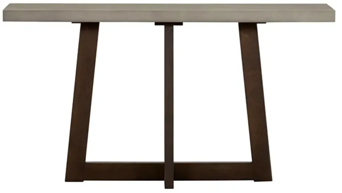 Armen Living Elodie Gray Rectangular Console Table with Dark Brown Base 