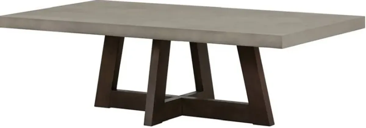 Armen Living Elodie Gray Rectangular Coffee Table with Dark Brown Base 