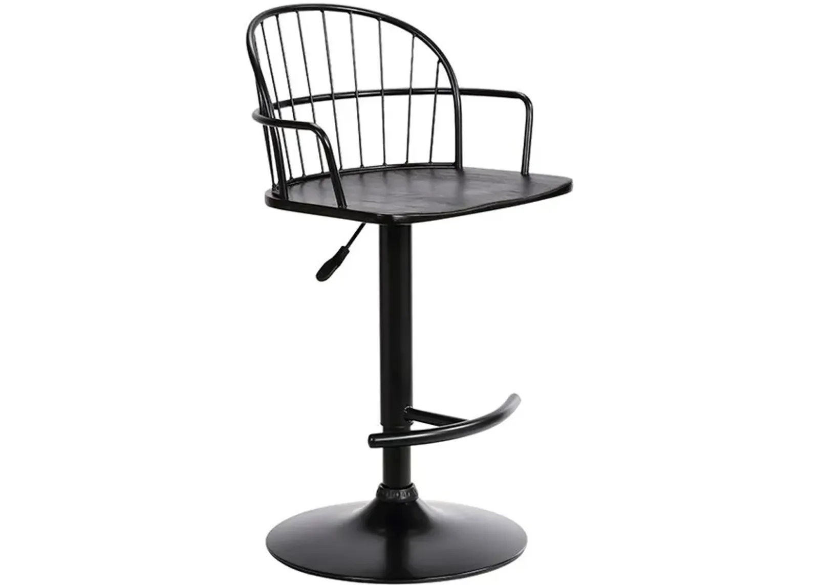 Armen Living Edward Black Adjustable Bar Stool