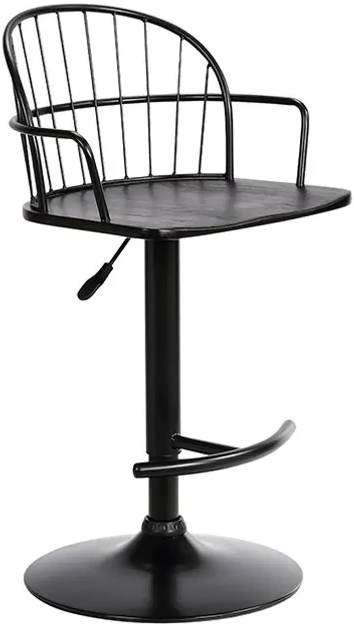 Armen Living Edward Black Adjustable Bar Stool