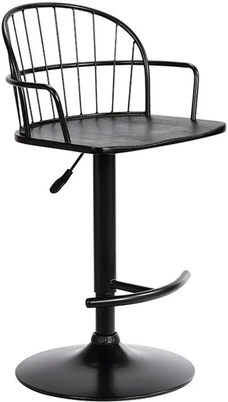 Armen Living Edward Black Adjustable Bar Stool