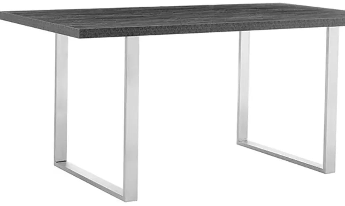 Armen Living Fenton Charcoal Dining Table with Stainless Steel Legs