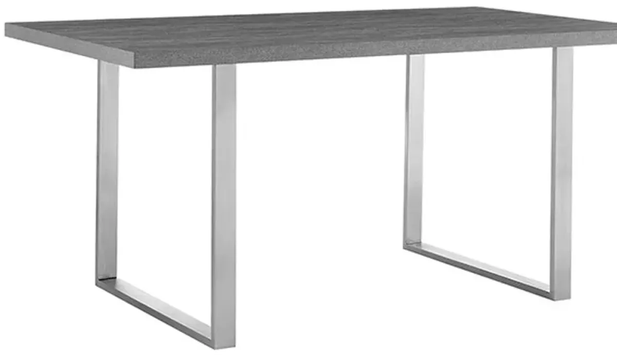 Armen Living Fenton Gray Dining Table with Stainless Steel Legs