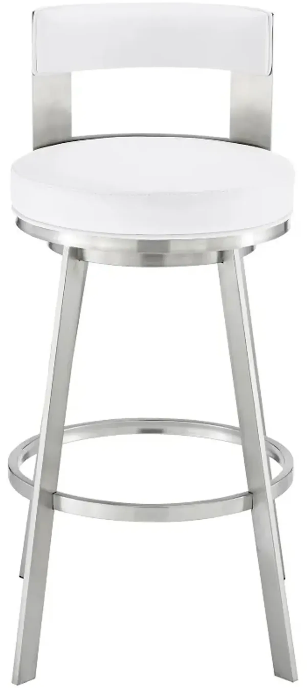 Armen Living Flynn Brushed Stainless Steel/White 30'' Barstool