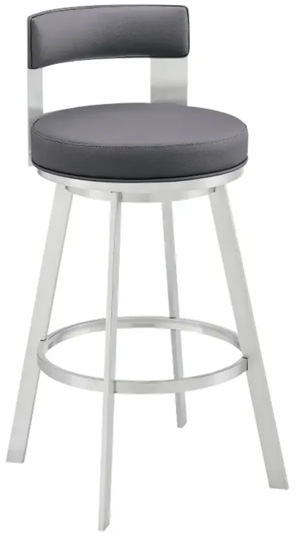 Armen Living Flynn Silver/Slate Grey 30'' Barstool