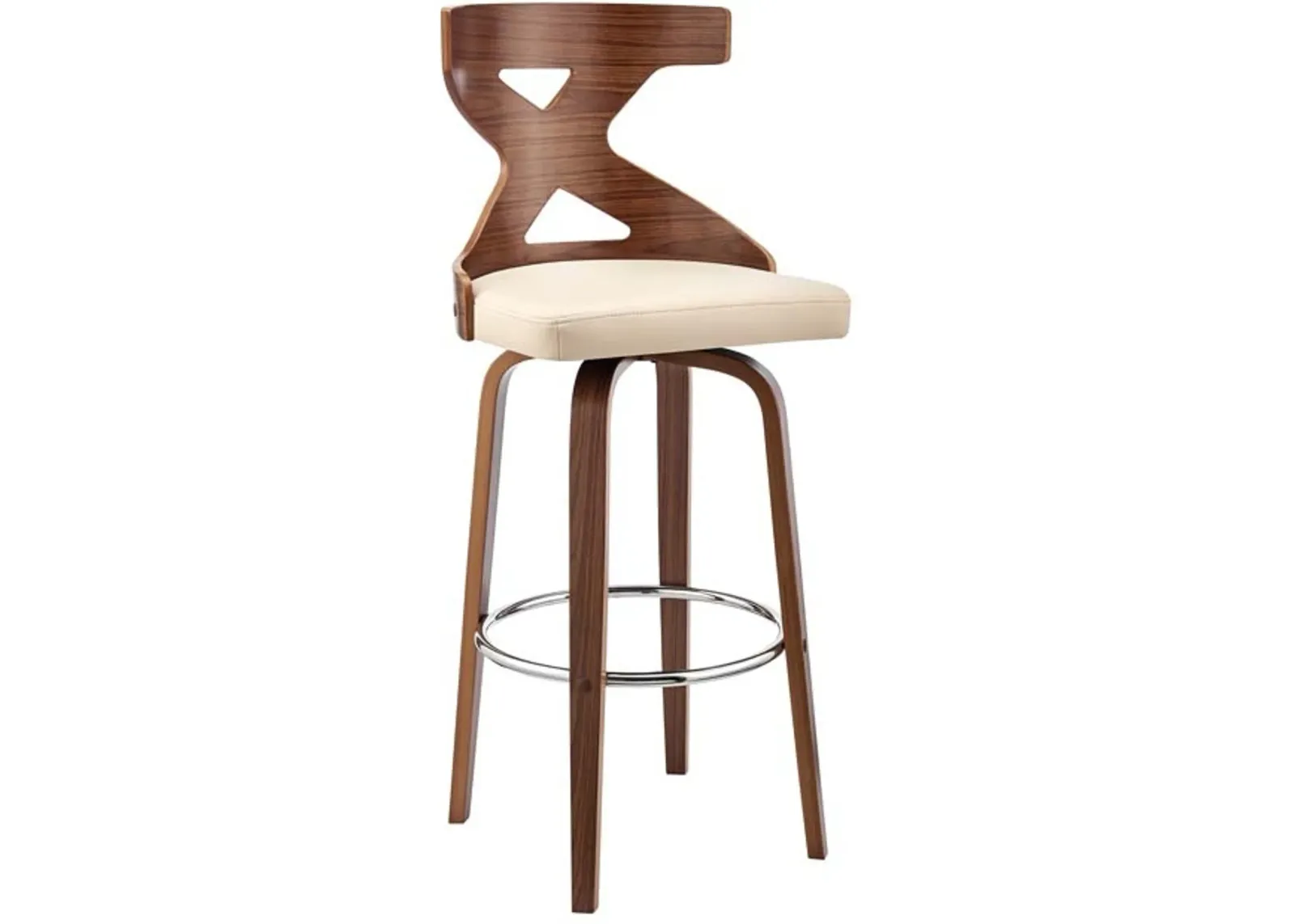 Armen Living Gayle Cream/Walnut 26" Swivel Counter Stool