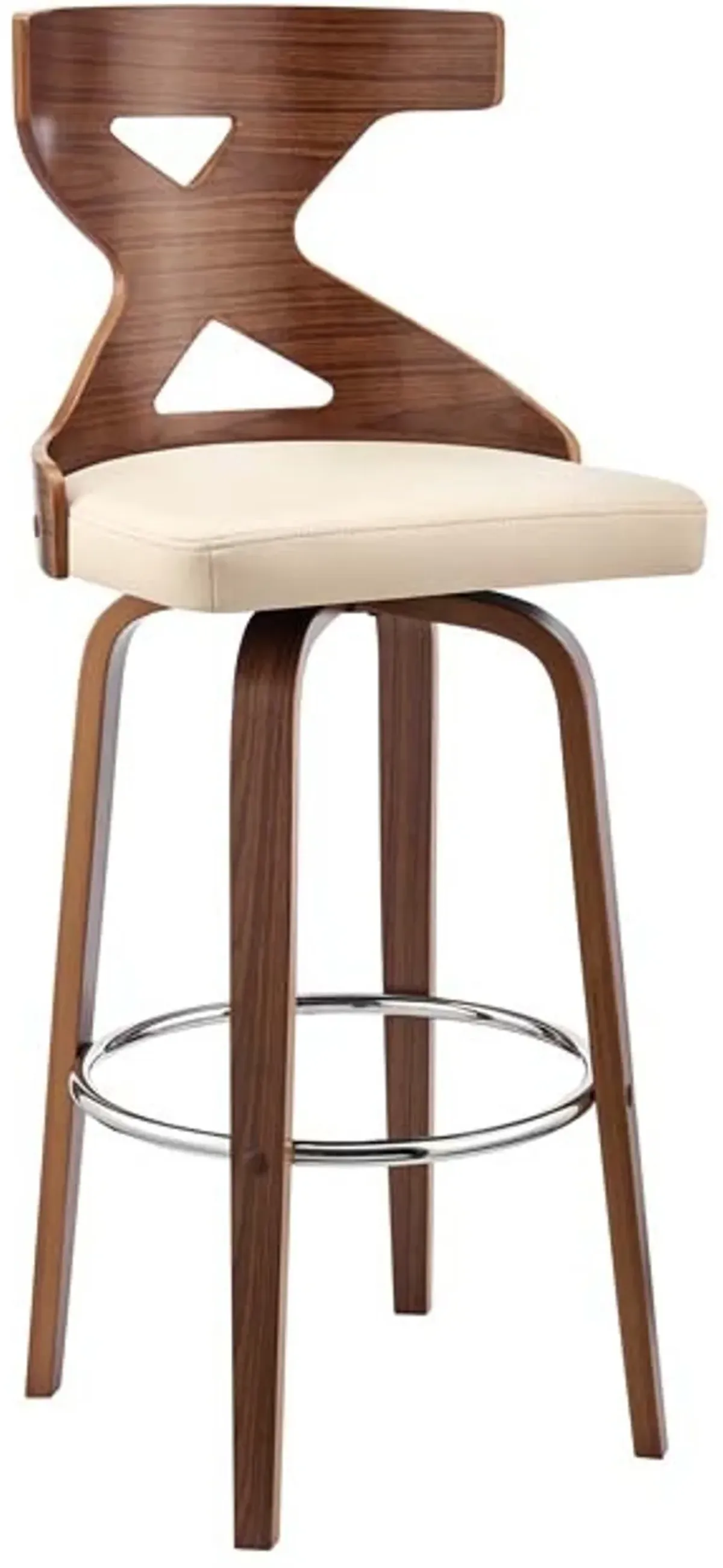 Armen Living Gayle Cream/Walnut 26" Swivel Counter Stool