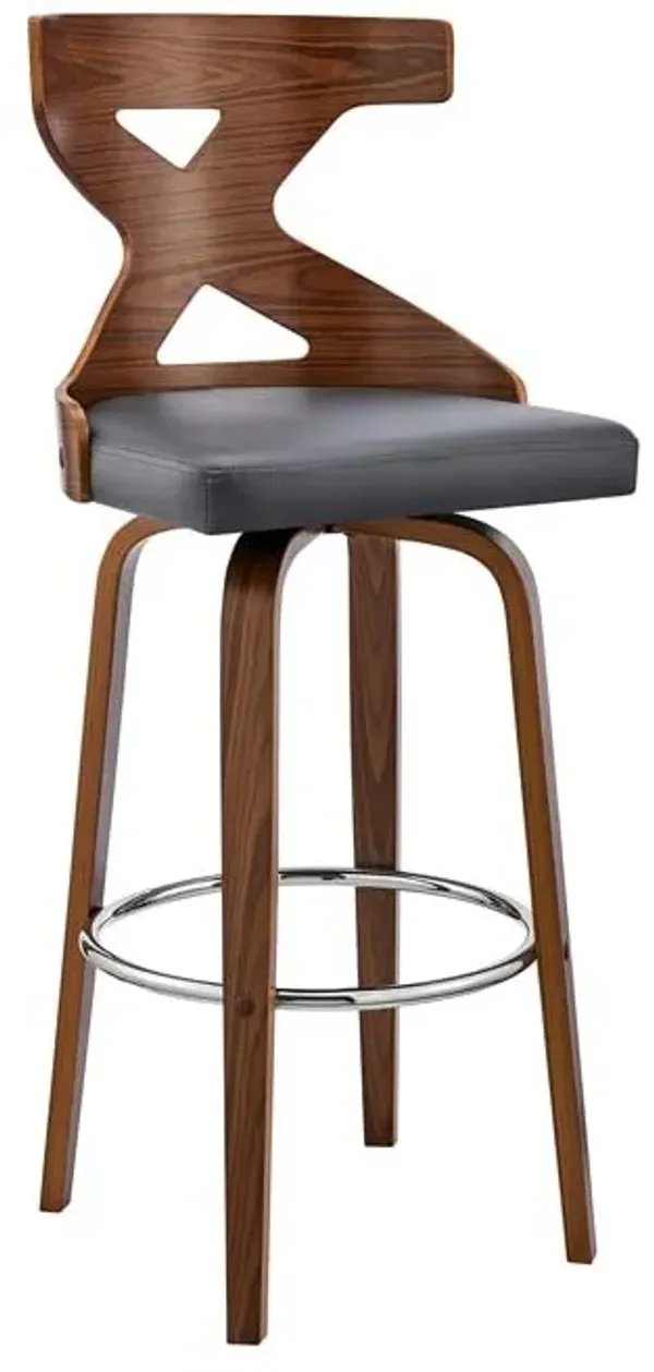 Armen Living Gayle Gray/Walnut 30" Swivel Bar Stool