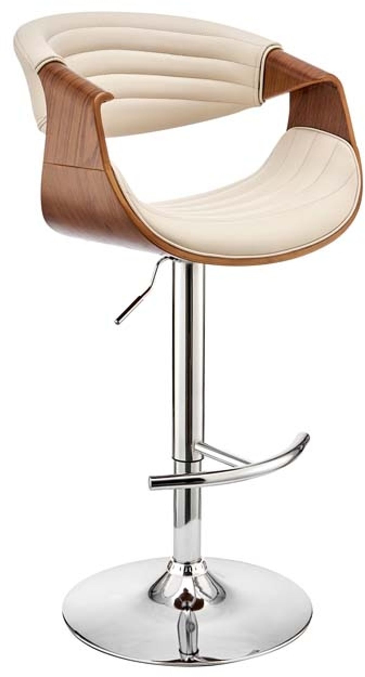 Armen Living Gionni Walnut/Cream Adjustable Swivel Bar Stool