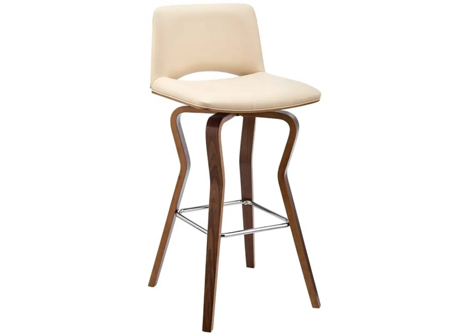 Armen Living Gerty Cream/Walnut 26" Swivel Counter Stool