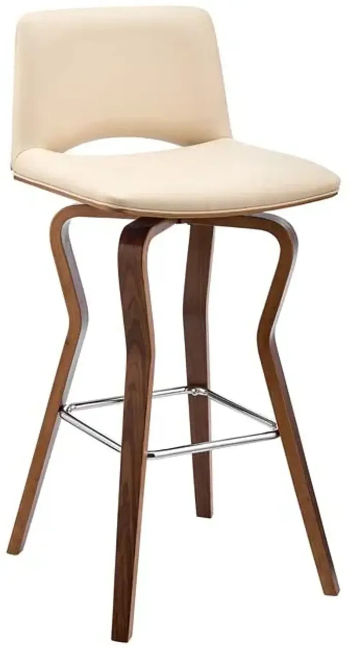 Armen Living Gerty Cream/Walnut 30" Swivel Bar Stool