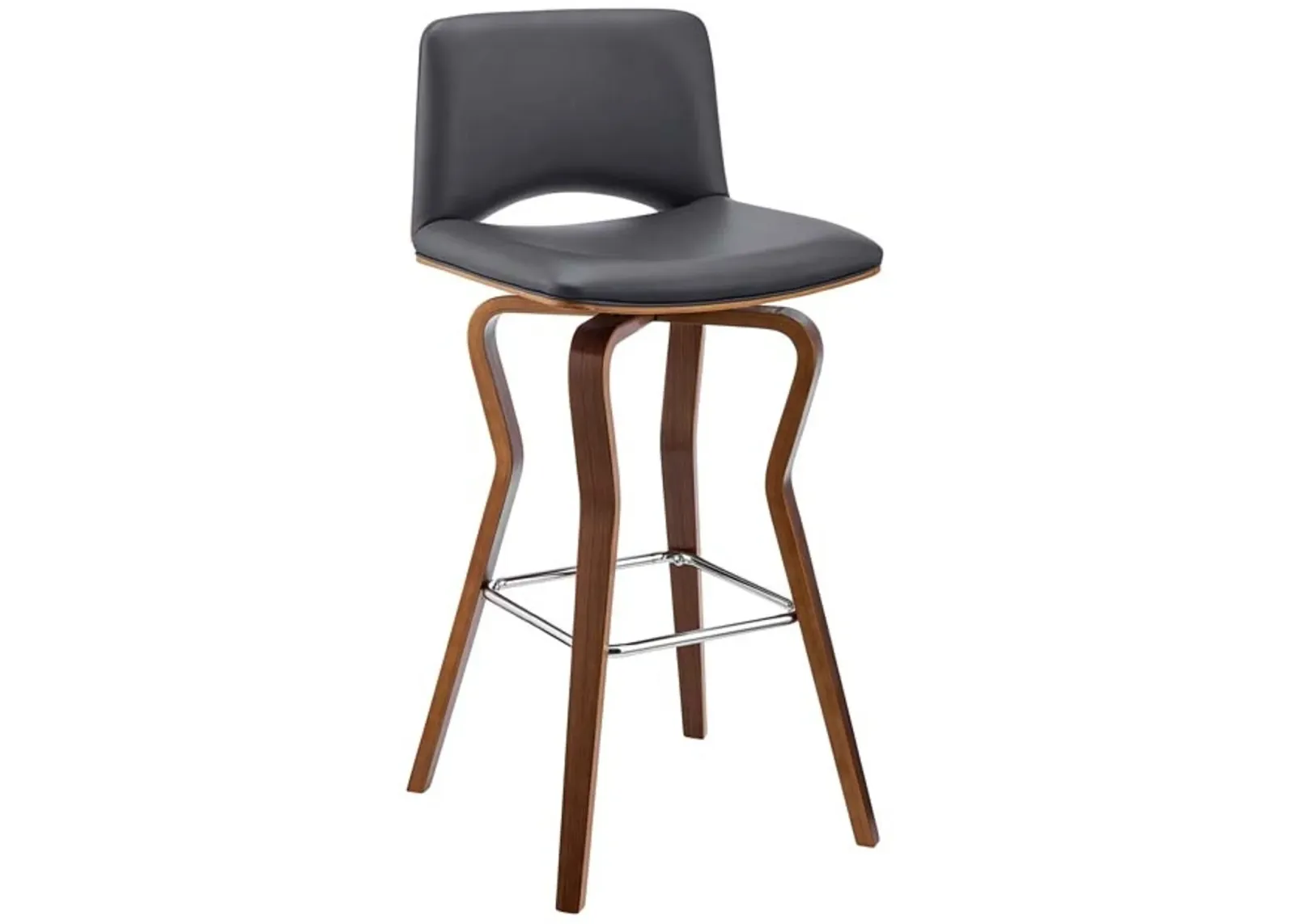 Armen Living Gerty Gray/Walnut 26" Swivel Counter Stool