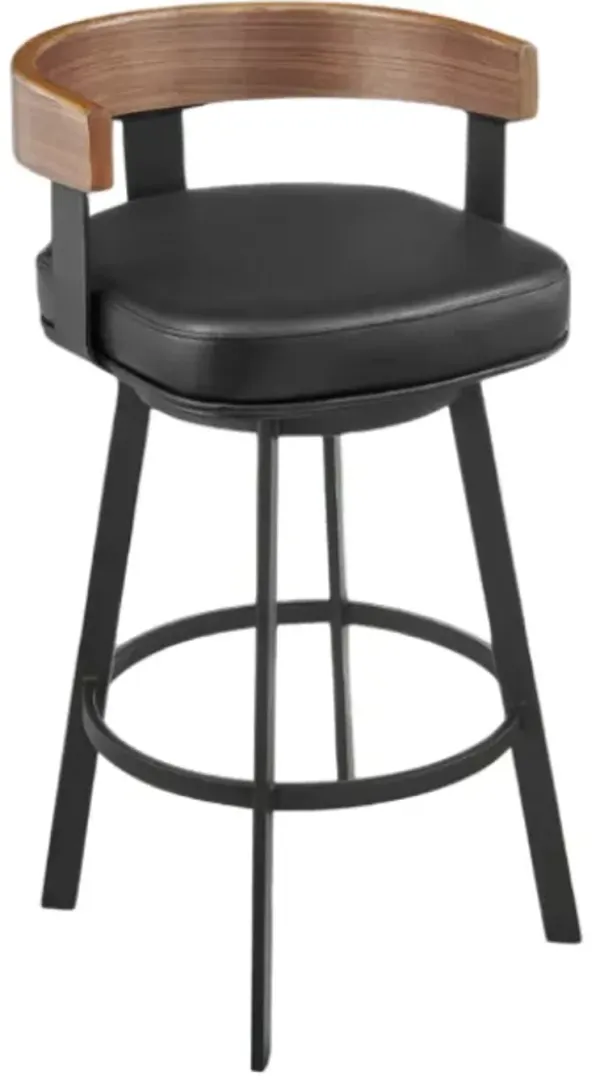 Armen Living Idris Vintage Black/Walnut Swivel Counter Stool