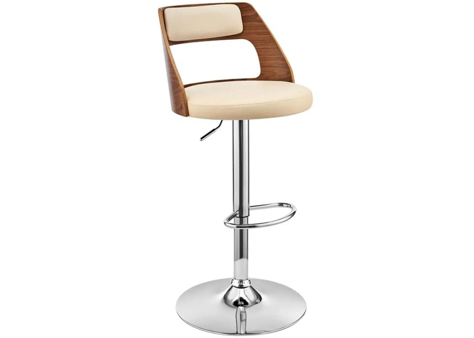 Armen Living Itzan Cream/Walnut Adjustable Swivel Bar Stool