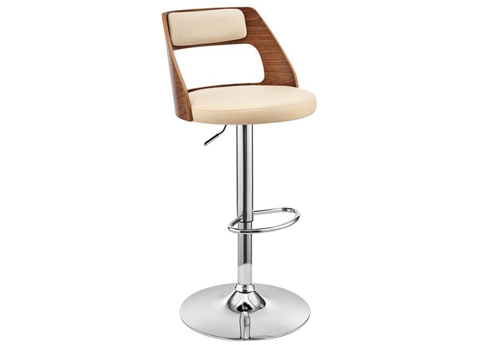 Armen Living Itzan Cream/Walnut Adjustable Swivel Bar Stool