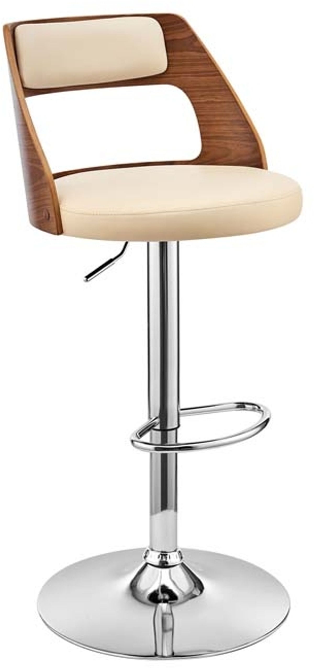 Armen Living Itzan Cream/Walnut Adjustable Swivel Bar Stool