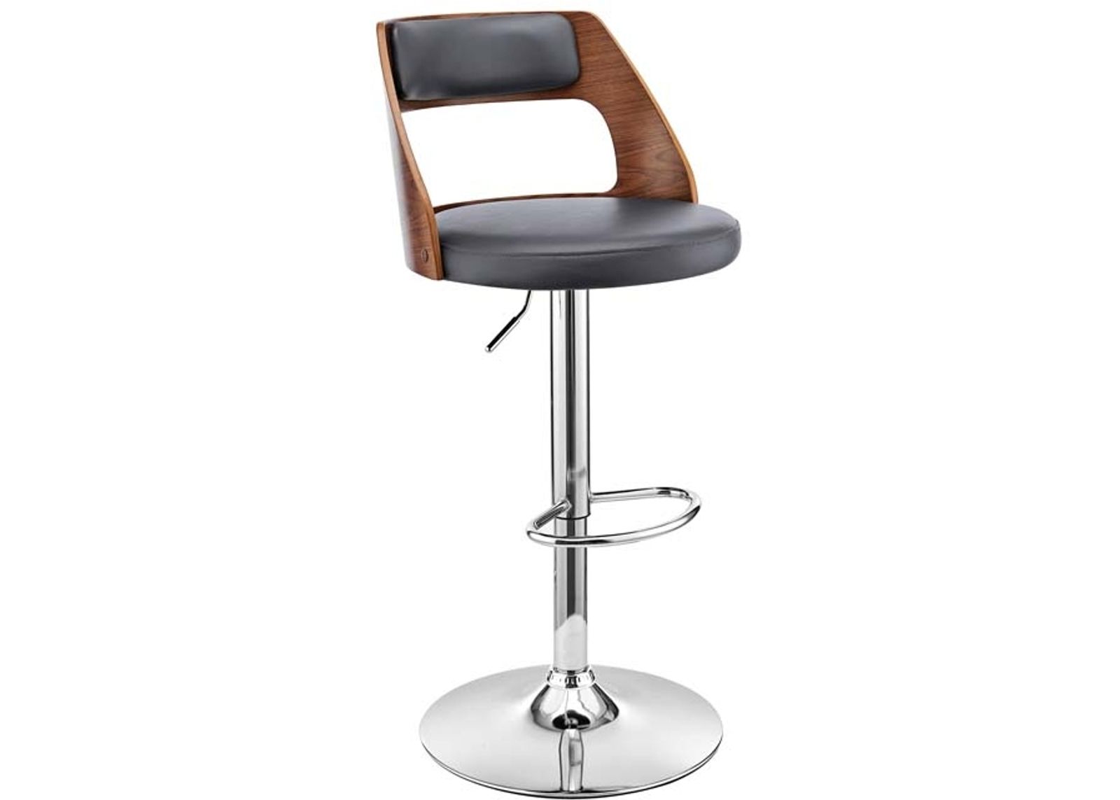 Armen Living Itzan Gray/Walnut Adjustable Swivel Bar Stool