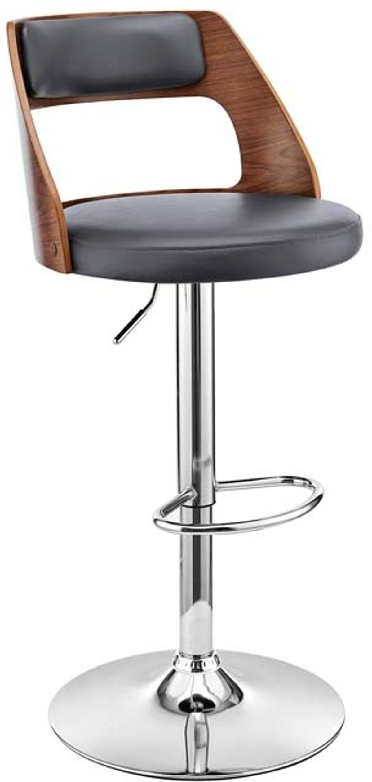 Armen Living Itzan Gray/Walnut Adjustable Swivel Bar Stool