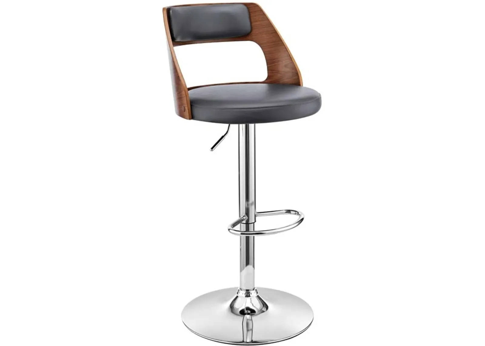 Armen Living Itzan Gray/Walnut Adjustable Swivel Bar Stool