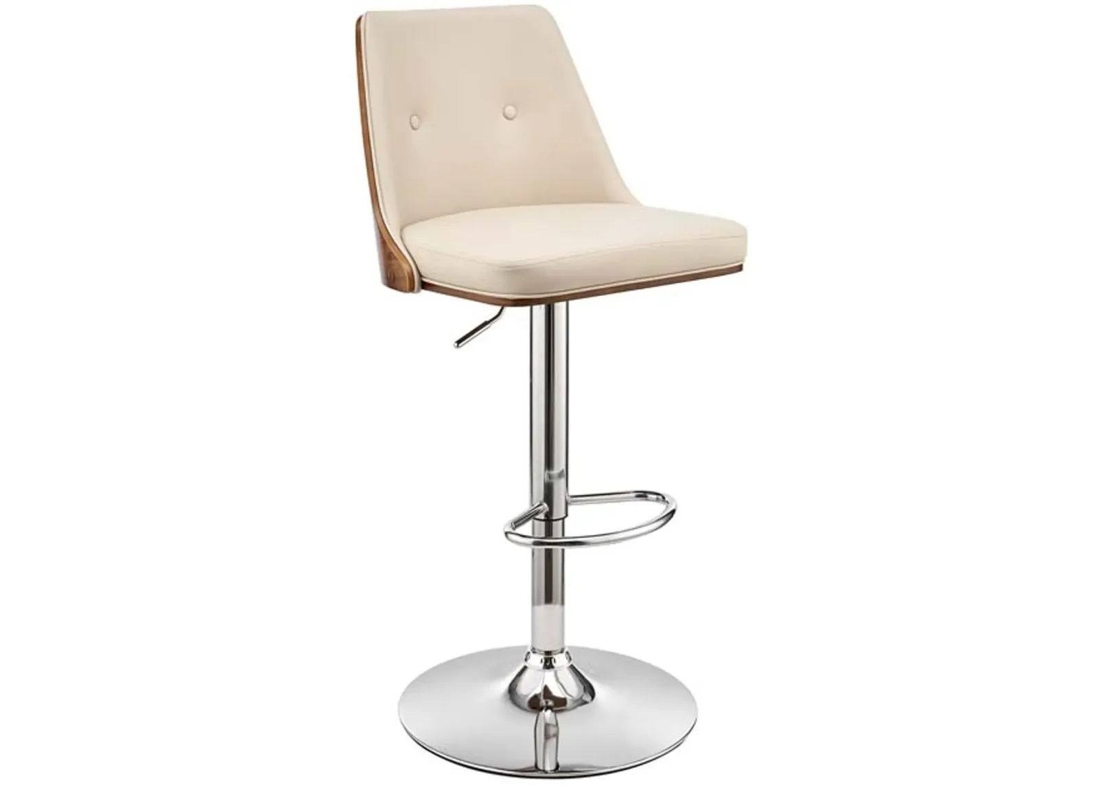 Armen Living Jacob Cream/Walnut Adjustable Swivel Bar Stool