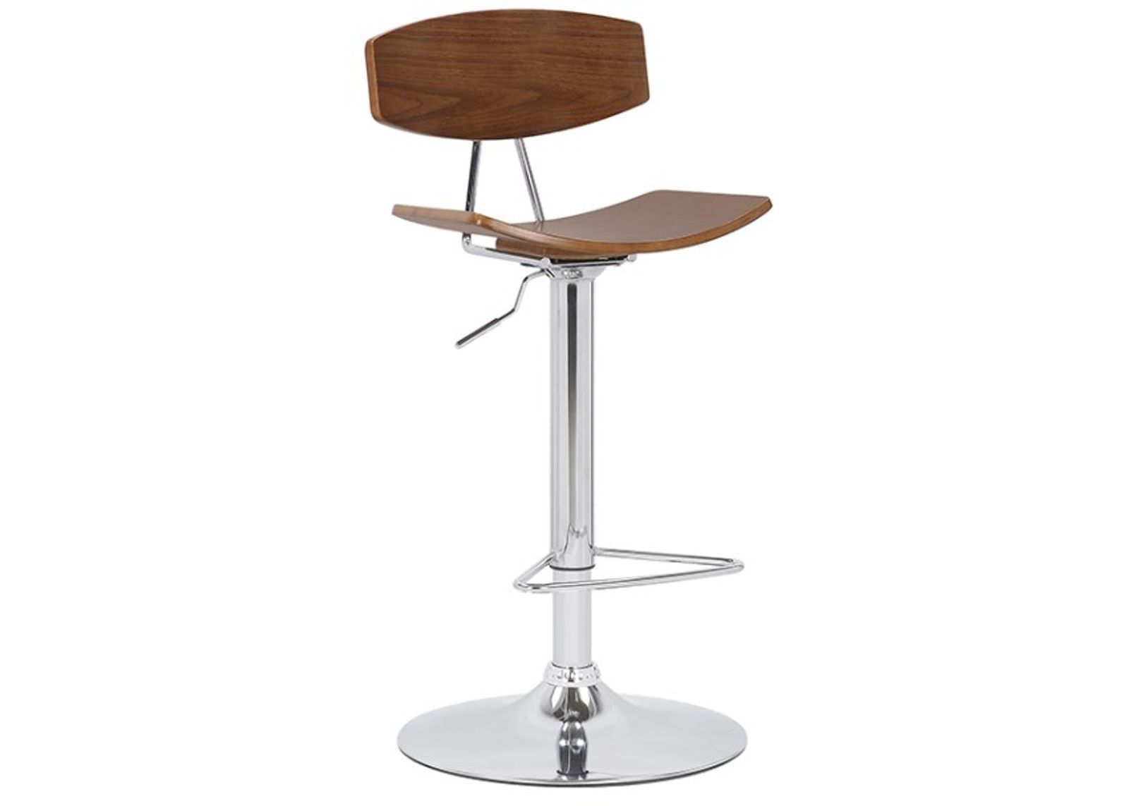 Armen Living Jett Walnut/Chrome Adjustable Swivel Bar Stool