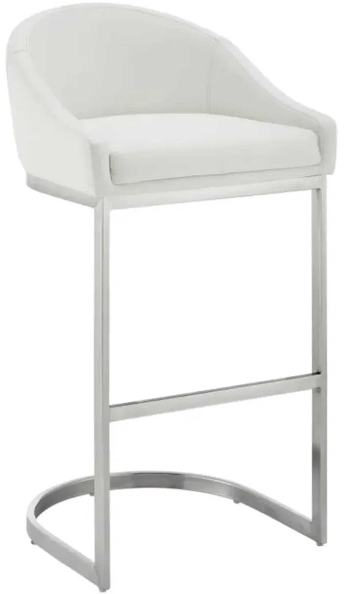 Armen Living Katherine Brushed Stainless Steel/White Counter Stool