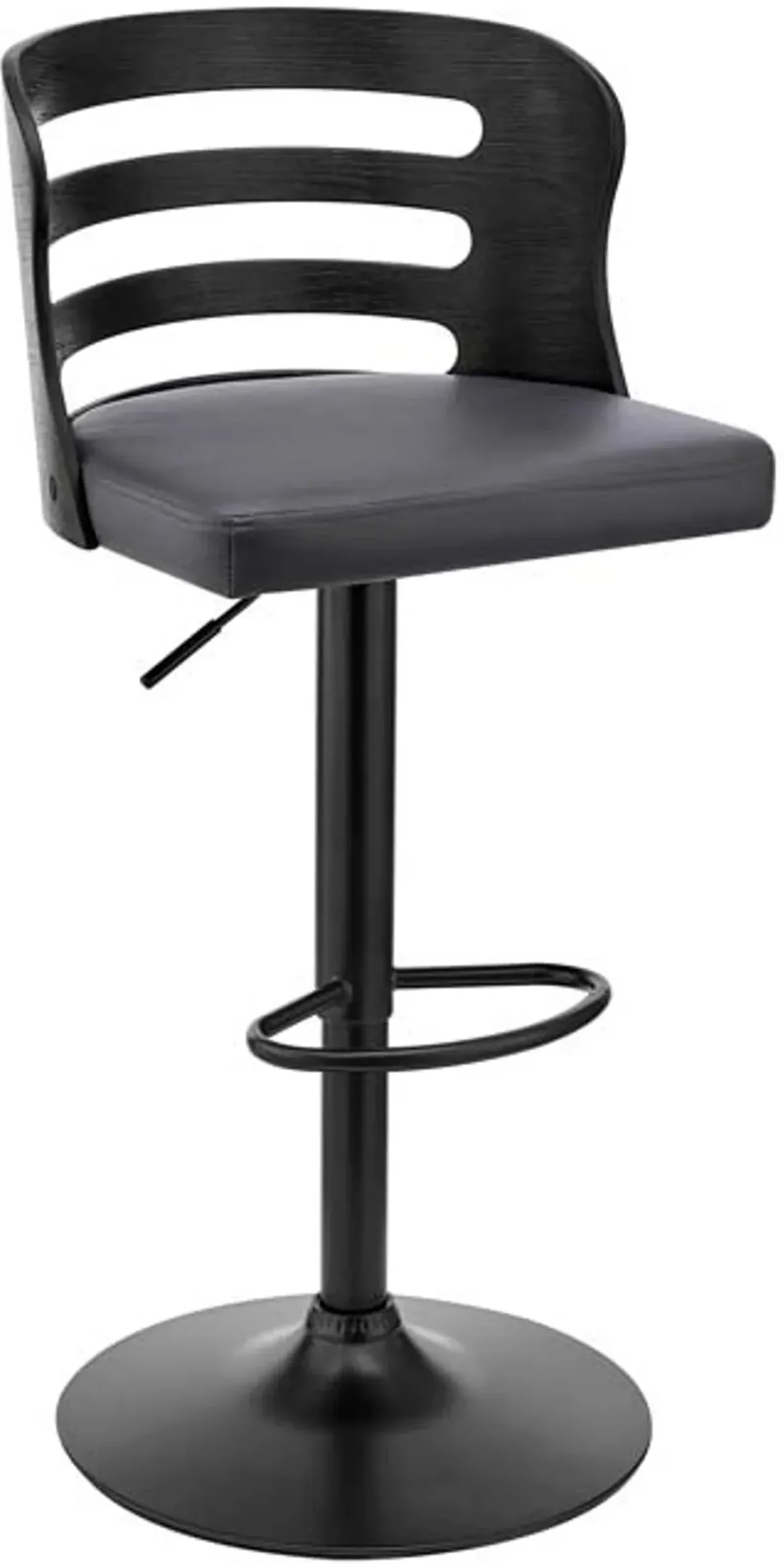 Armen Living Khalia Gray/Black Adjustable Swivel Bar Stool