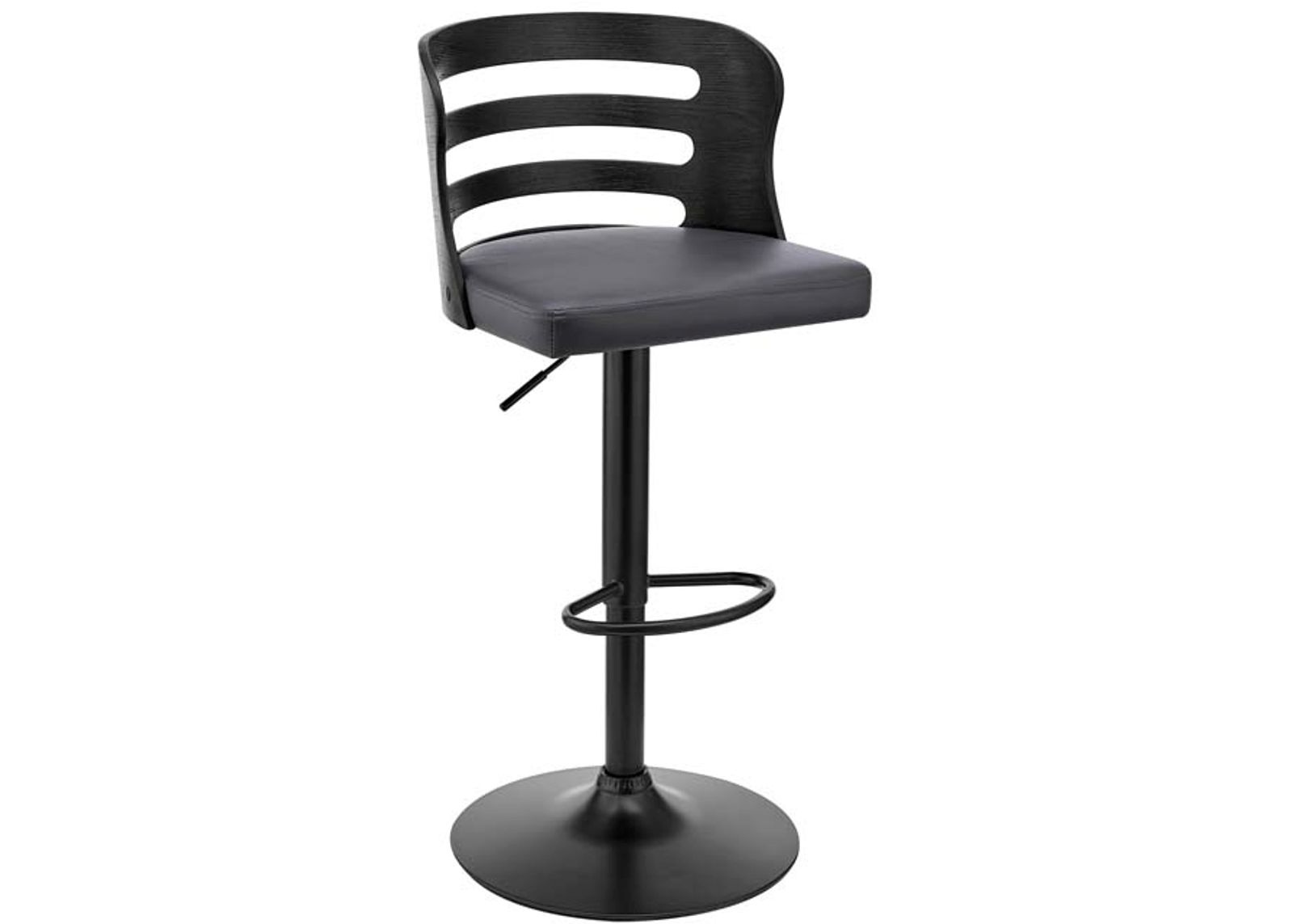 Armen Living Khalia Gray/Black Adjustable Swivel Bar Stool