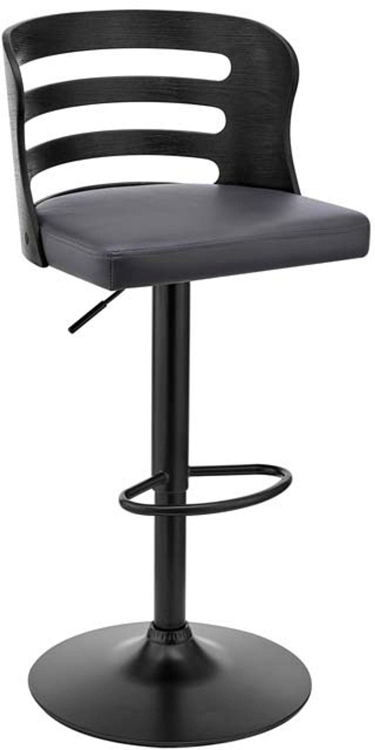 Armen Living Khalia Gray/Black Adjustable Swivel Bar Stool