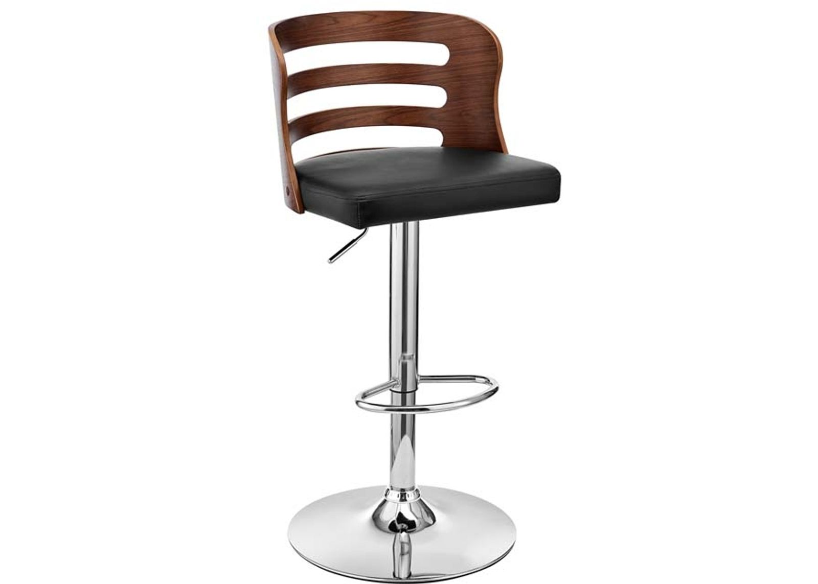 Armen Living Khalia Black/Walnut Adjustable Swivel Bar Stool