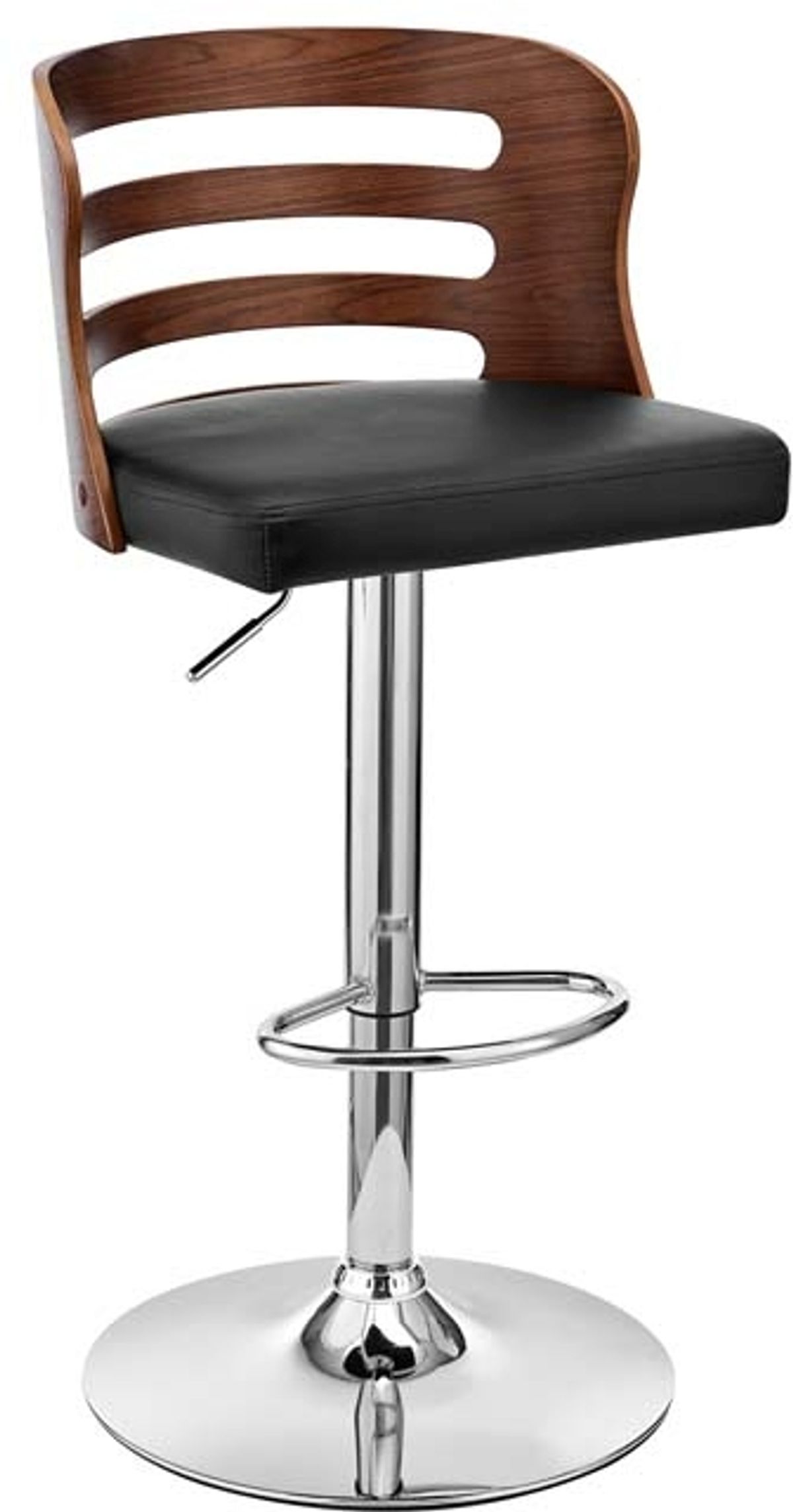 Armen Living Khalia Black/Walnut Adjustable Swivel Bar Stool